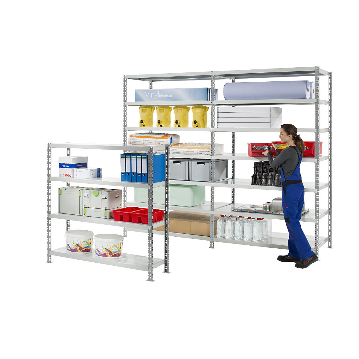 Wide span shelf unit with sheet steel shelves (Product illustration 2)-1