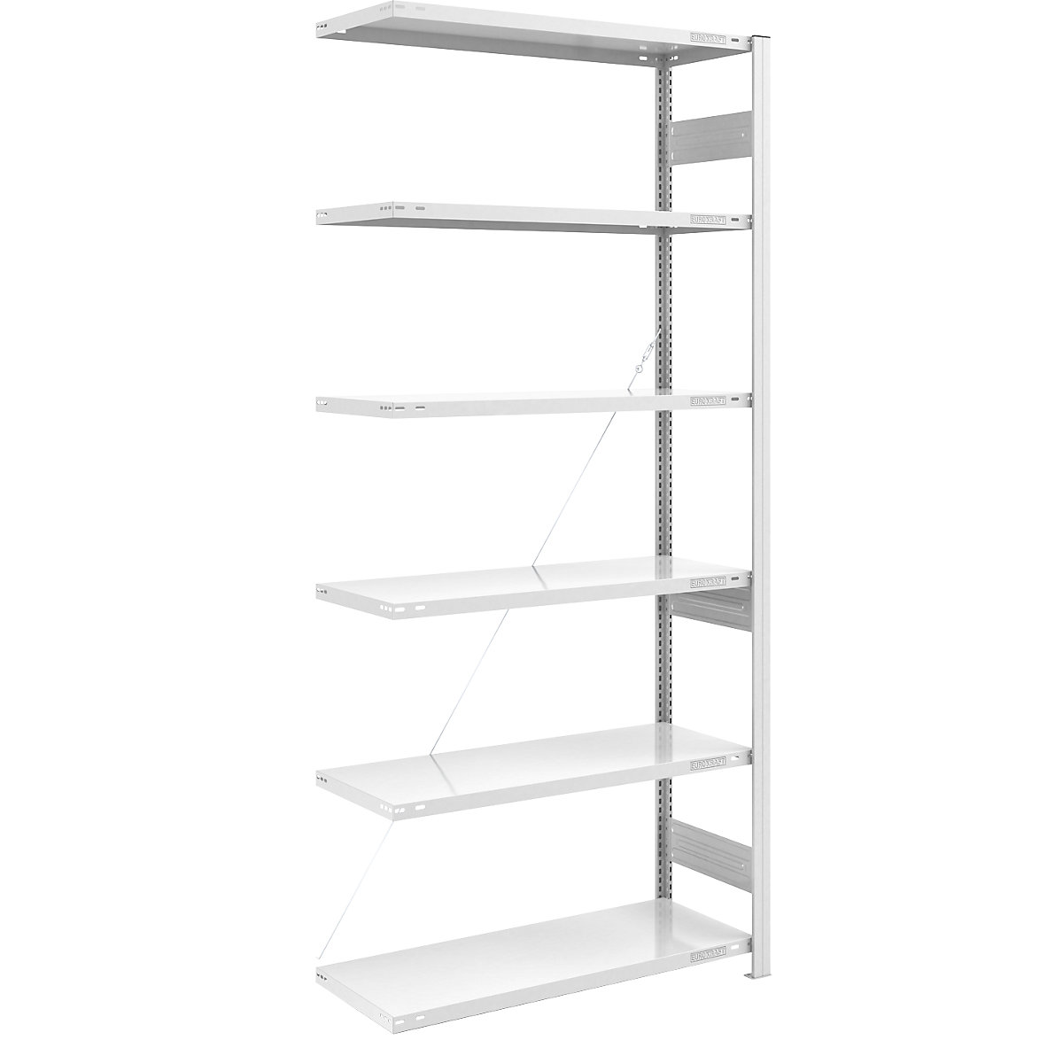 Heavy duty boltless shelving unit – eurokraft pro, single-sided, HxWxD 2500 x 1000 x 500 mm, grey, extension shelf unit-64