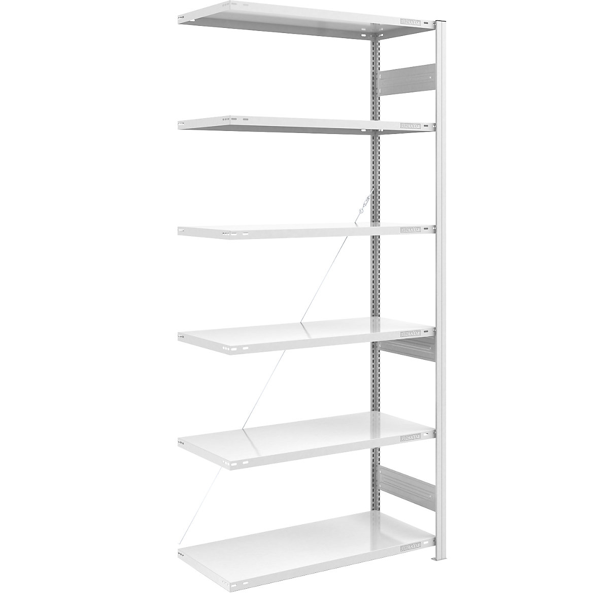 Heavy duty boltless shelving unit – eurokraft pro, single-sided, HxWxD 2500 x 1000 x 600 mm, grey, extension shelf unit-41
