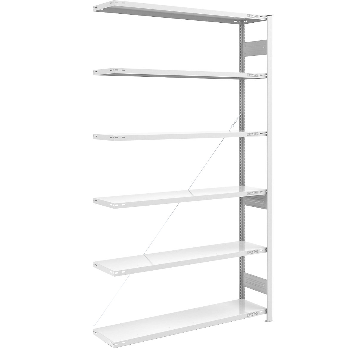 Heavy duty boltless shelving unit – eurokraft pro, single-sided, HxWxD 2500 x 1300 x 400 mm, grey, extension shelf unit-98