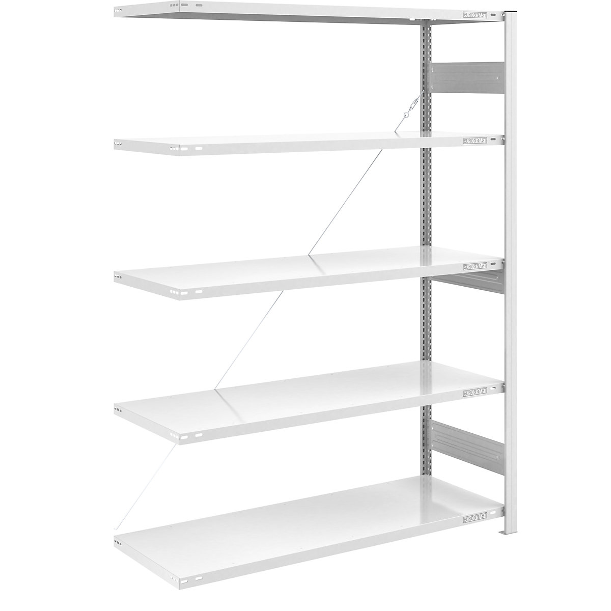Heavy duty boltless shelving unit – eurokraft pro, single-sided, HxWxD 2000 x 1300 x 600 mm, grey, extension shelf unit-58