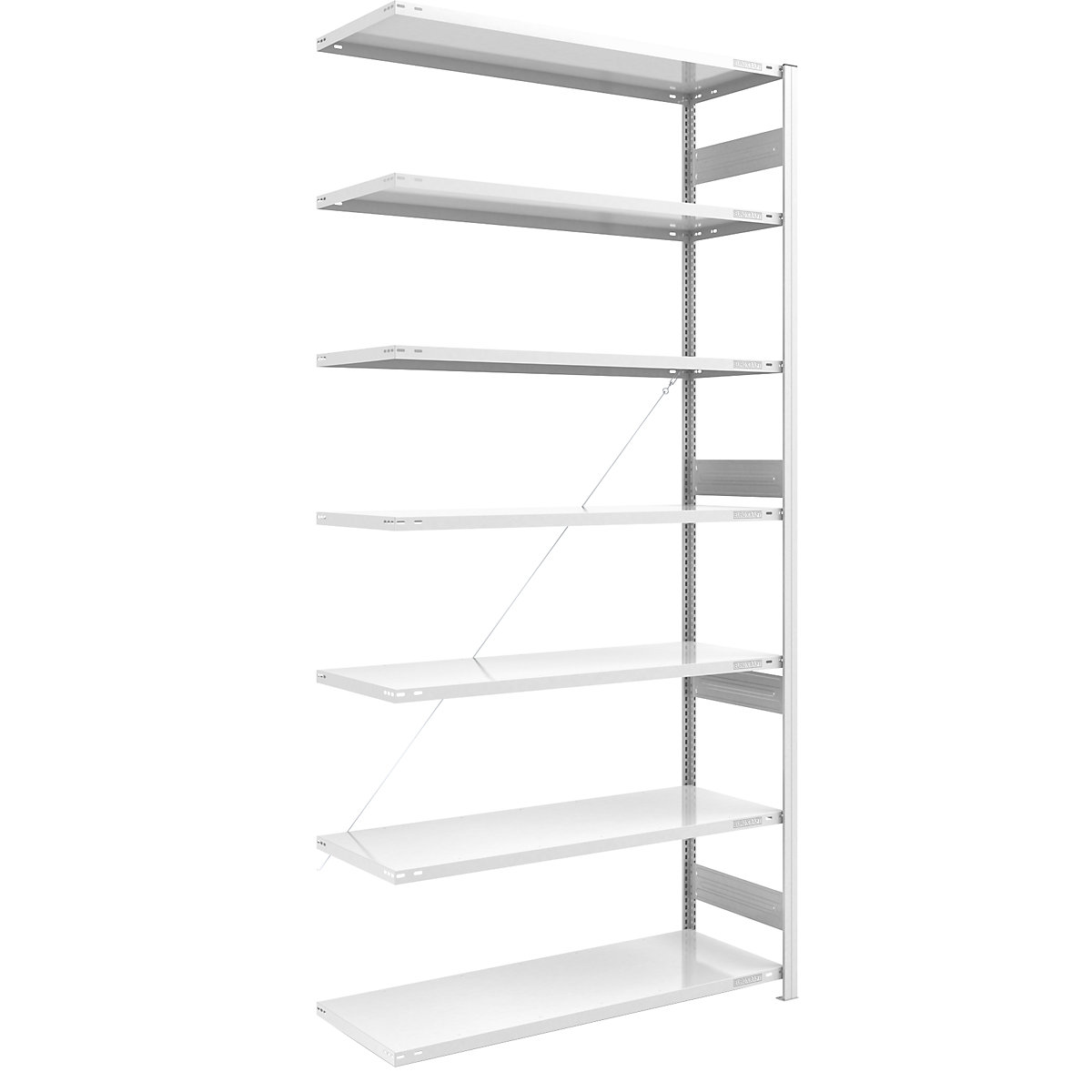 Heavy duty boltless shelving unit – eurokraft pro, single-sided, HxWxD 3000 x 1300 x 600 mm, grey, extension shelf unit-45