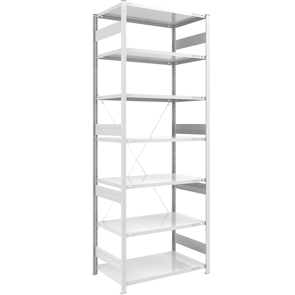 Heavy duty boltless shelving unit – eurokraft pro, single-sided, HxWxD 3000 x 1000 x 800 mm, grey, standard shelf unit-36