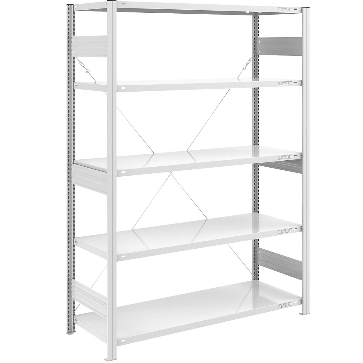 Heavy duty boltless shelving unit – eurokraft pro, single-sided, HxWxD 2000 x 1300 x 600 mm, grey, standard shelf unit-97