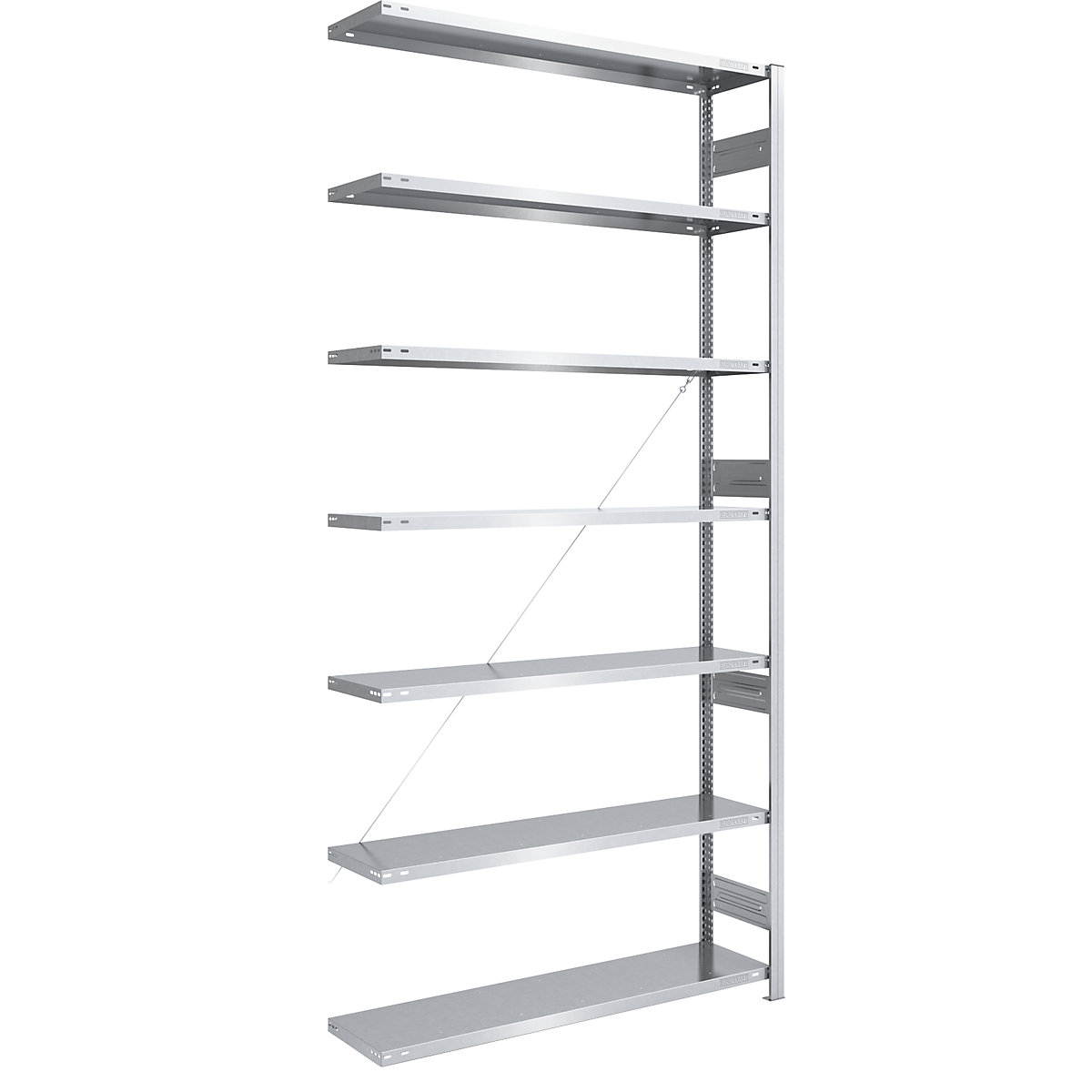 Heavy duty boltless shelving unit – eurokraft pro, single-sided, HxWxD 3000 x 1300 x 400 mm, zinc plated, extension shelf unit-78