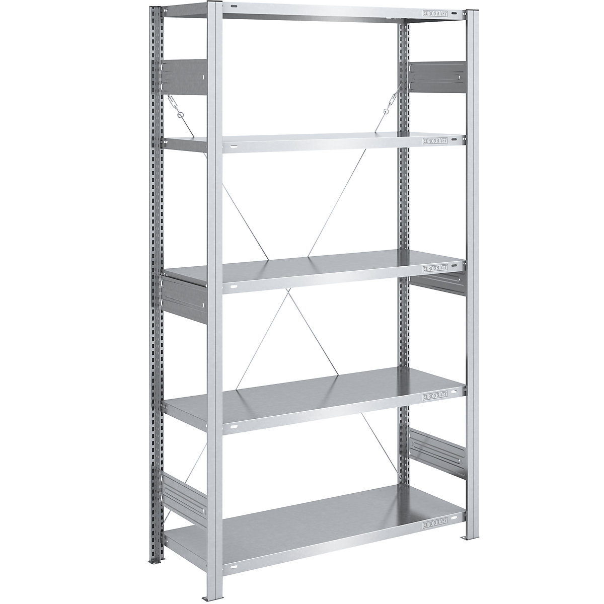 Heavy duty boltless shelving unit – eurokraft pro, single-sided, HxWxD 2000 x 1000 x 500 mm, zinc plated, standard shelf unit-95