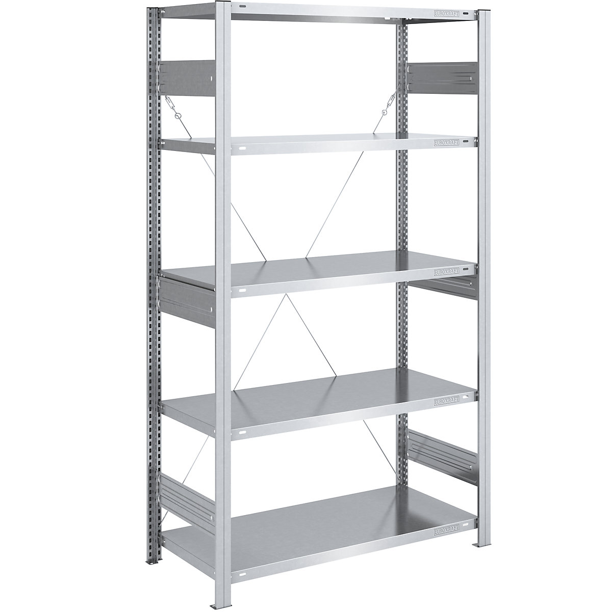 Heavy duty boltless shelving unit – eurokraft pro, single-sided, HxWxD 2000 x 1000 x 600 mm, zinc plated, standard shelf unit-71