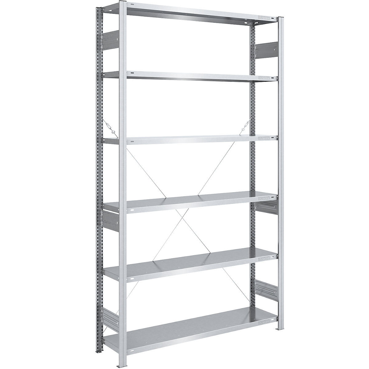 Heavy duty boltless shelving unit – eurokraft pro, single-sided, HxWxD 2500 x 1300 x 400 mm, zinc plated, standard shelf unit-118