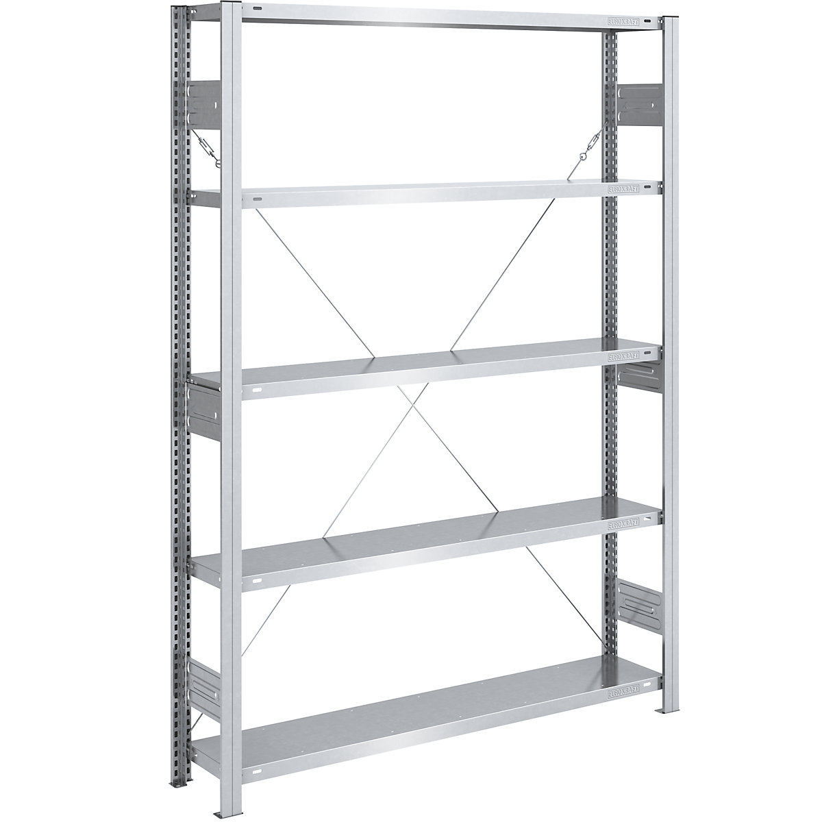 Heavy duty boltless shelving unit – eurokraft pro, single-sided, HxWxD 2000 x 1300 x 300 mm, zinc plated, standard shelf unit-25