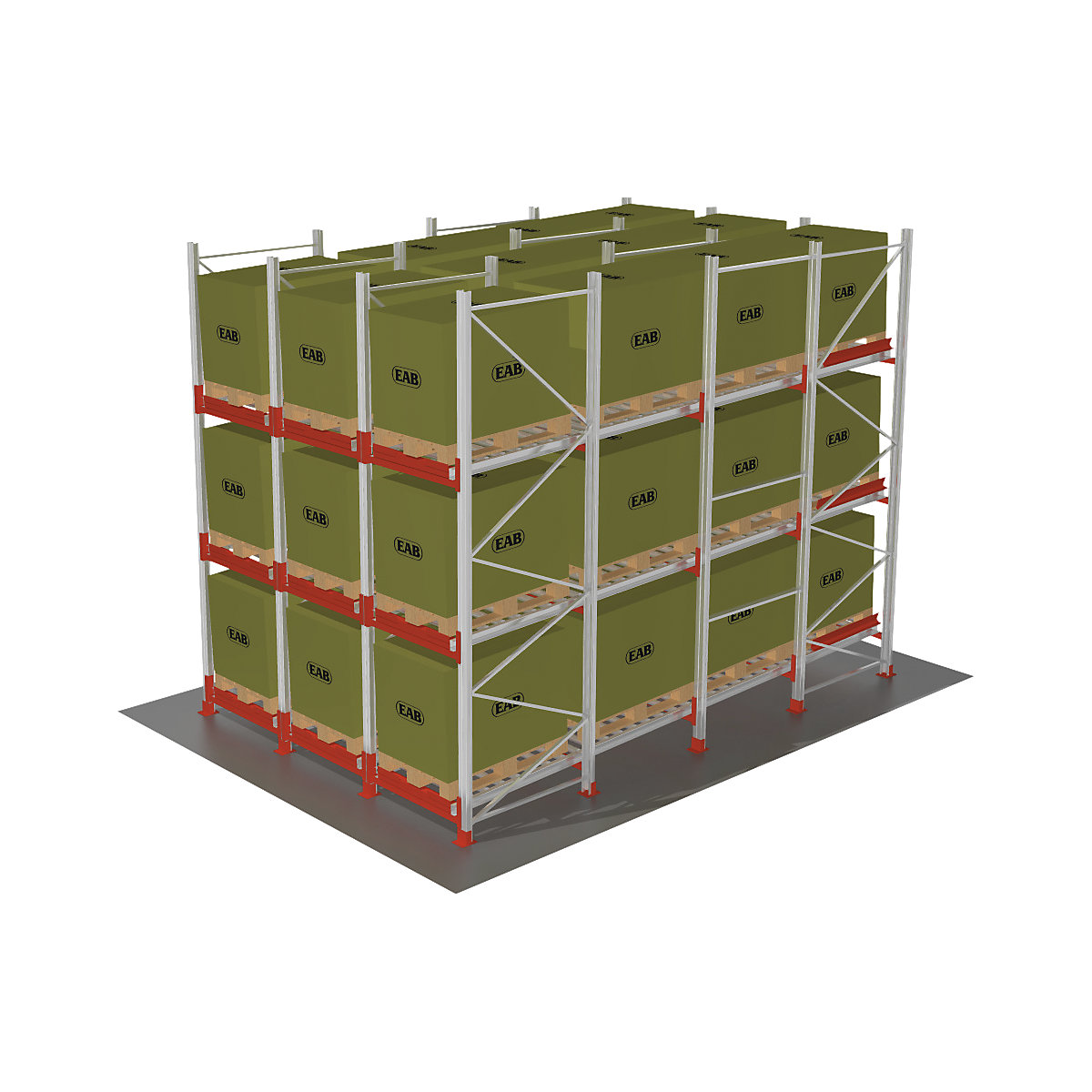 Flow-through pallet racking