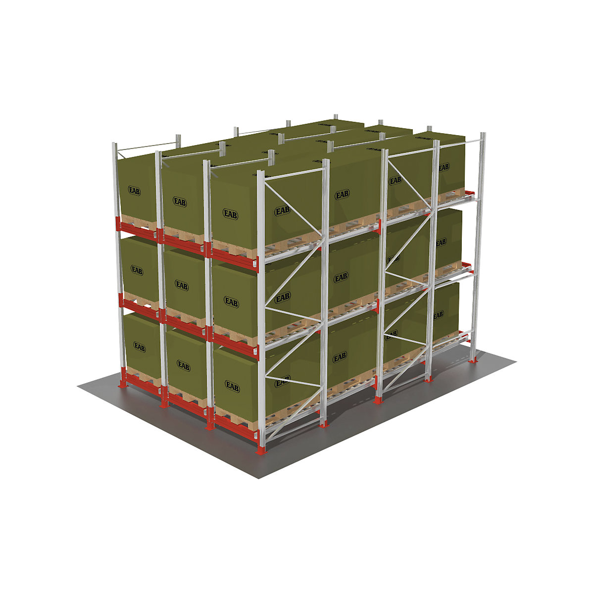 Flow-through pallet racking