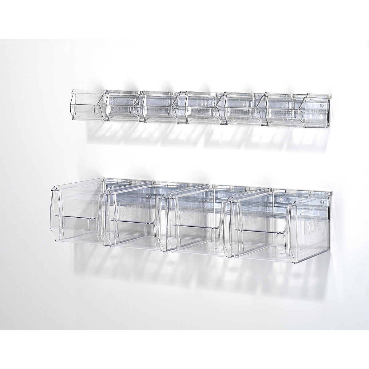Wall mounted rail with open fronted storage bins – mauser (Product illustration 2)-1