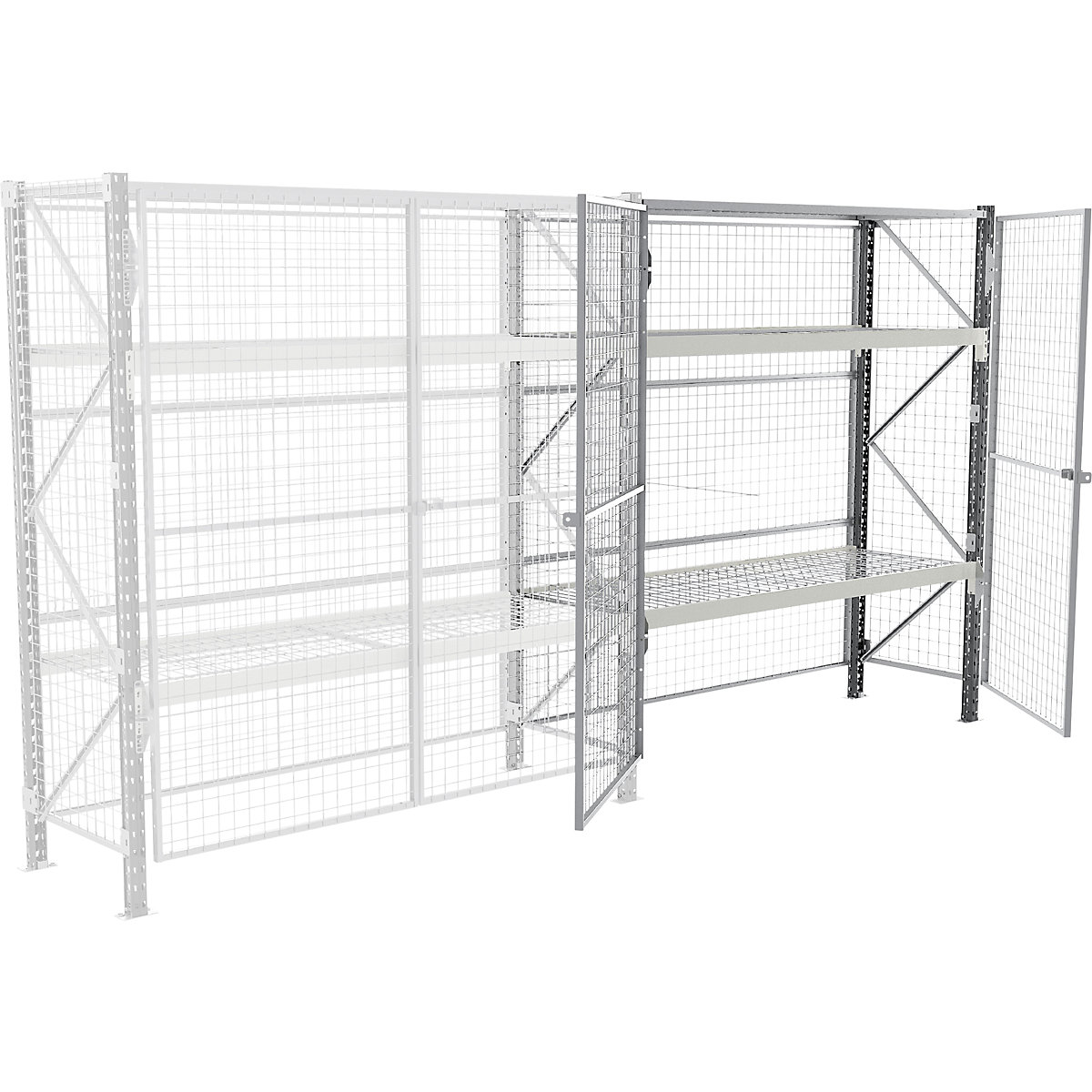 Wide-span safety shelving unit