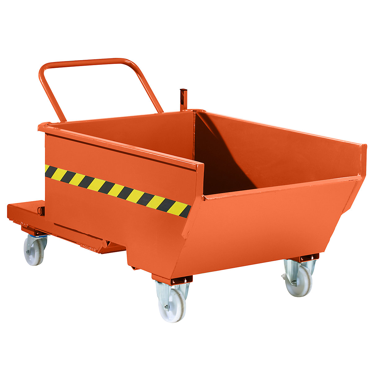 Mobile tilting skip with tilting mechanism