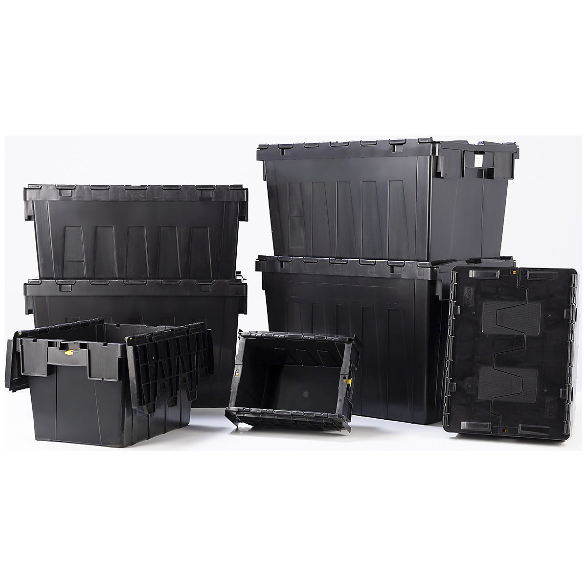 BiGDUG Essentials Recycled Plastic Black Attached Lid Containers (Product illustration 2)-1