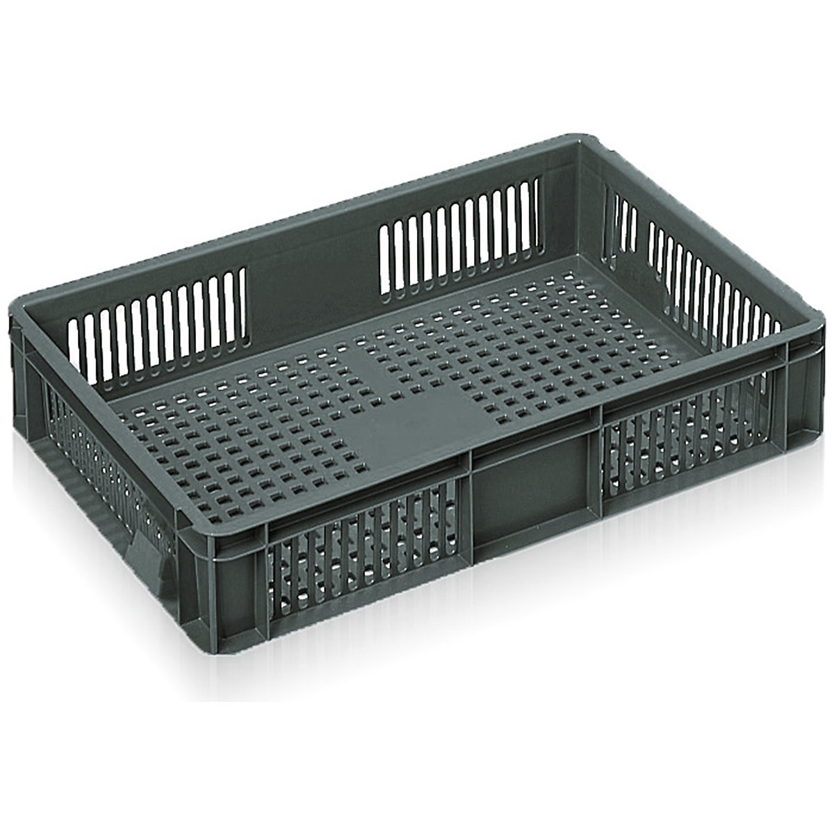 Ventilated Euro Stacking Containers, Ventilated Euro Stacking Containers, Ventilated Euro Stacking Container Grey 21 Litre Capacity 120h x 400w x 600d mm-0