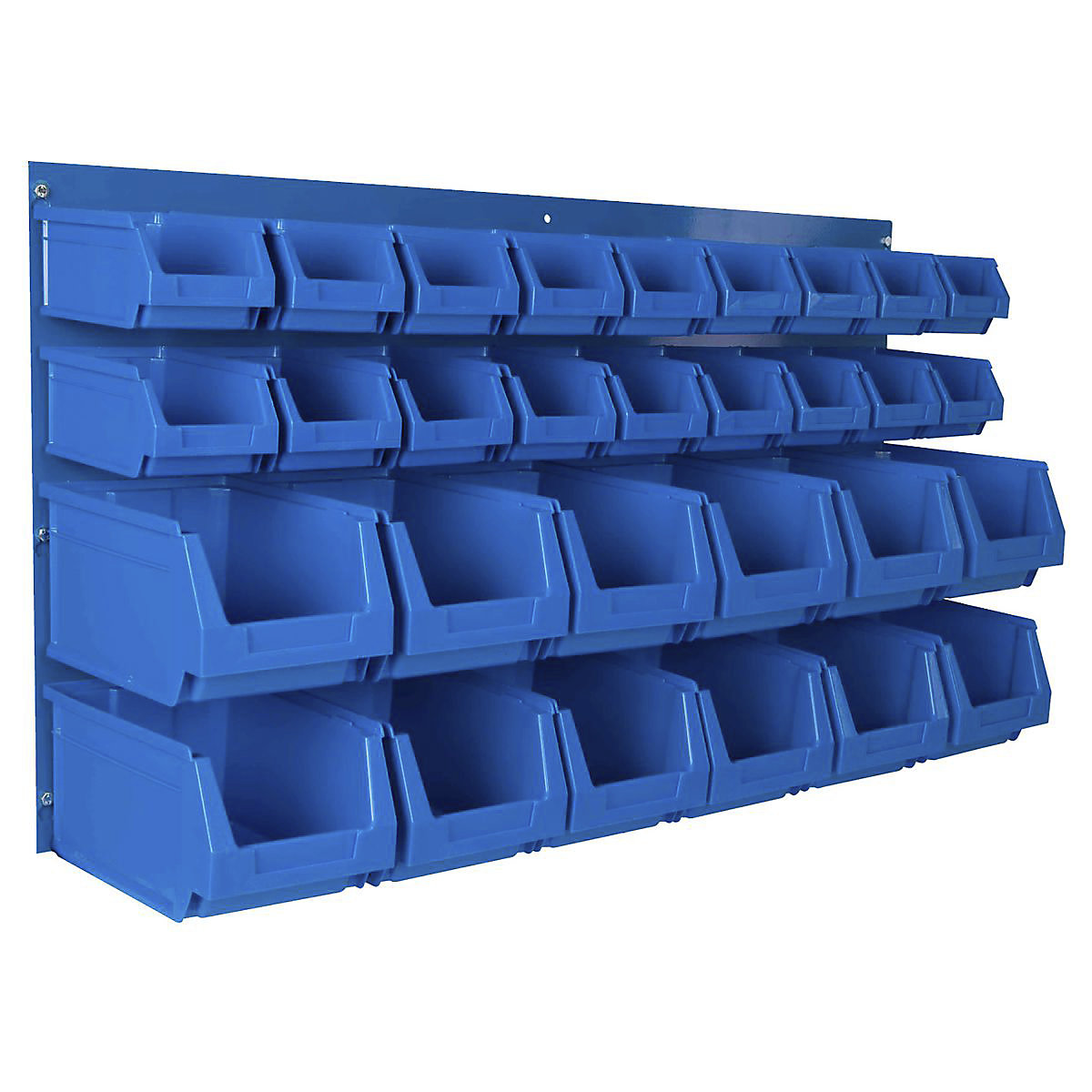BiGDUG Louvre Panel with Plastic Parts Bin Kits, BiGDUG Louvre Panel with Plastic Parts Bin Kits, BiGDUG Louvre Panel Kit | 500h x 1000w mm with 18x B51 & 12x B52 Blue Bins-0