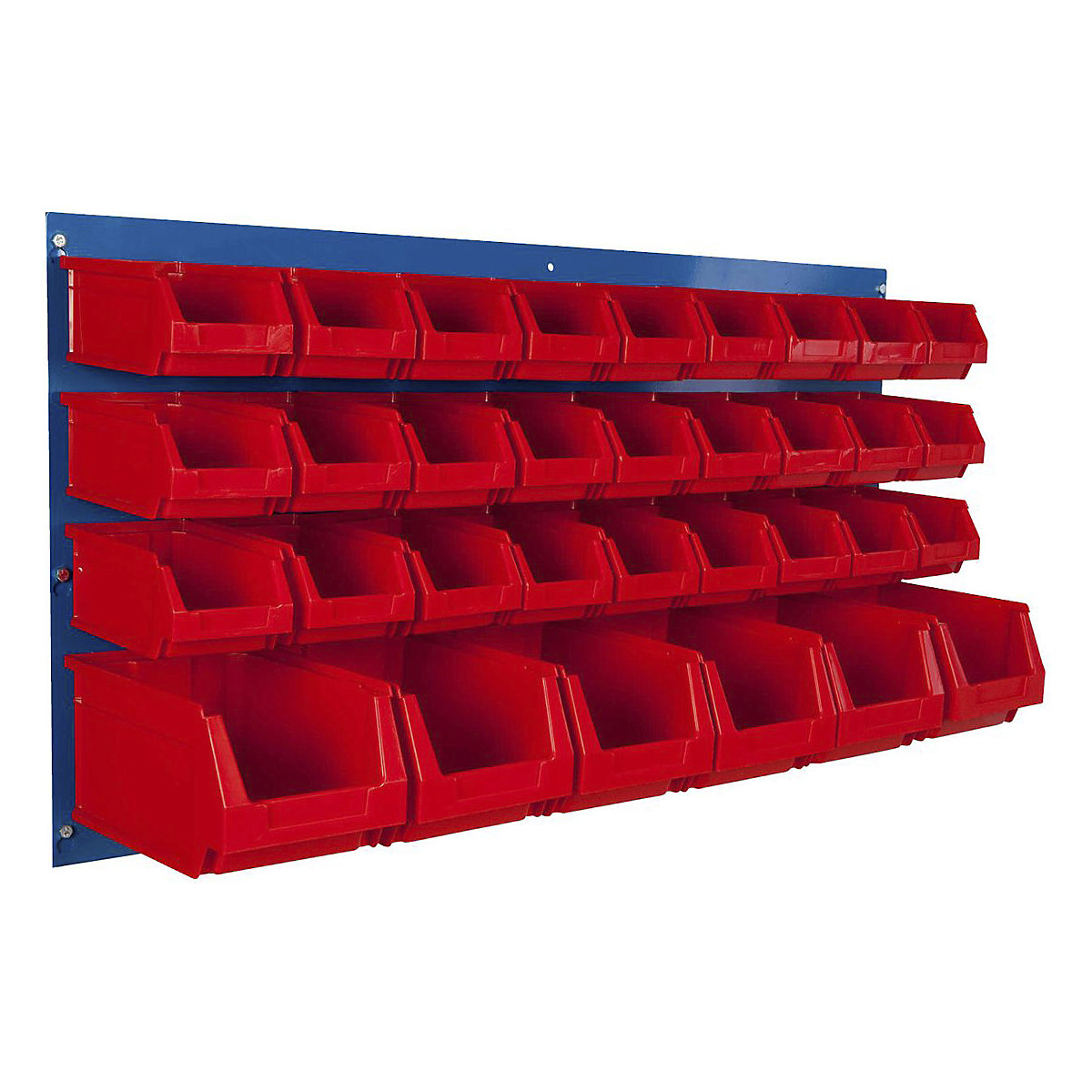 BiGDUG Louvre Panel with Plastic Parts Bin Kits, BiGDUG Louvre Panel with Plastic Parts Bin Kits, BiGDUG Louvre Panel Kit | 500h x 1000w mm with 27x B51 & 6x B52 Red Bins-0