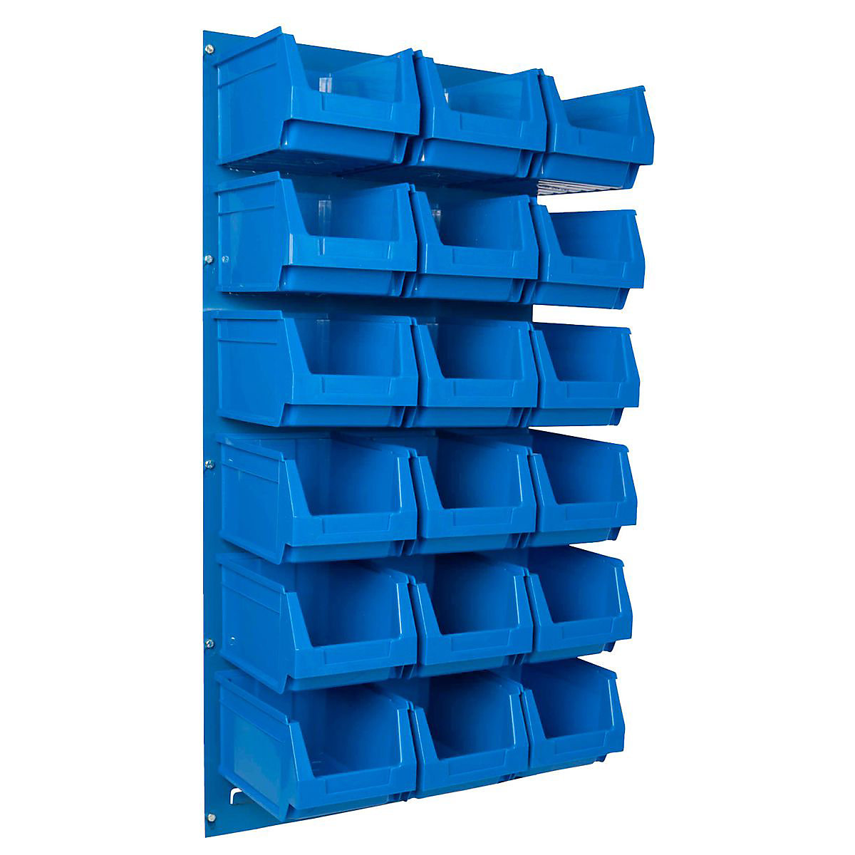 BiGDUG Louvre Panel with Plastic Parts Bin Kits, BiGDUG Louvre Panel with Plastic Parts Bin Kits, BiGDUG Louvre Panel Kit | 1000h x 500w mm with 18 x Blue B52 Bins-0