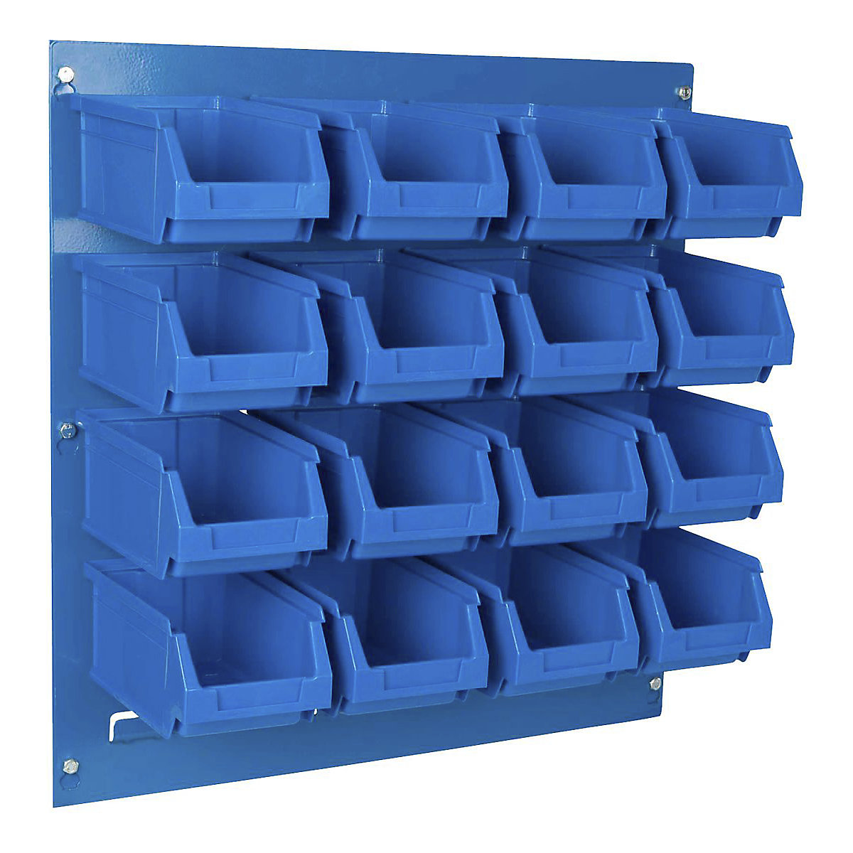 BiGDUG Louvre Panel with Plastic Parts Bin Kits, BiGDUG Louvre Panel with Plastic Parts Bin Kits, BiGDUG Louvre Panel Kit | 500h x 500w mm with 16 x Blue B51 Bins-0