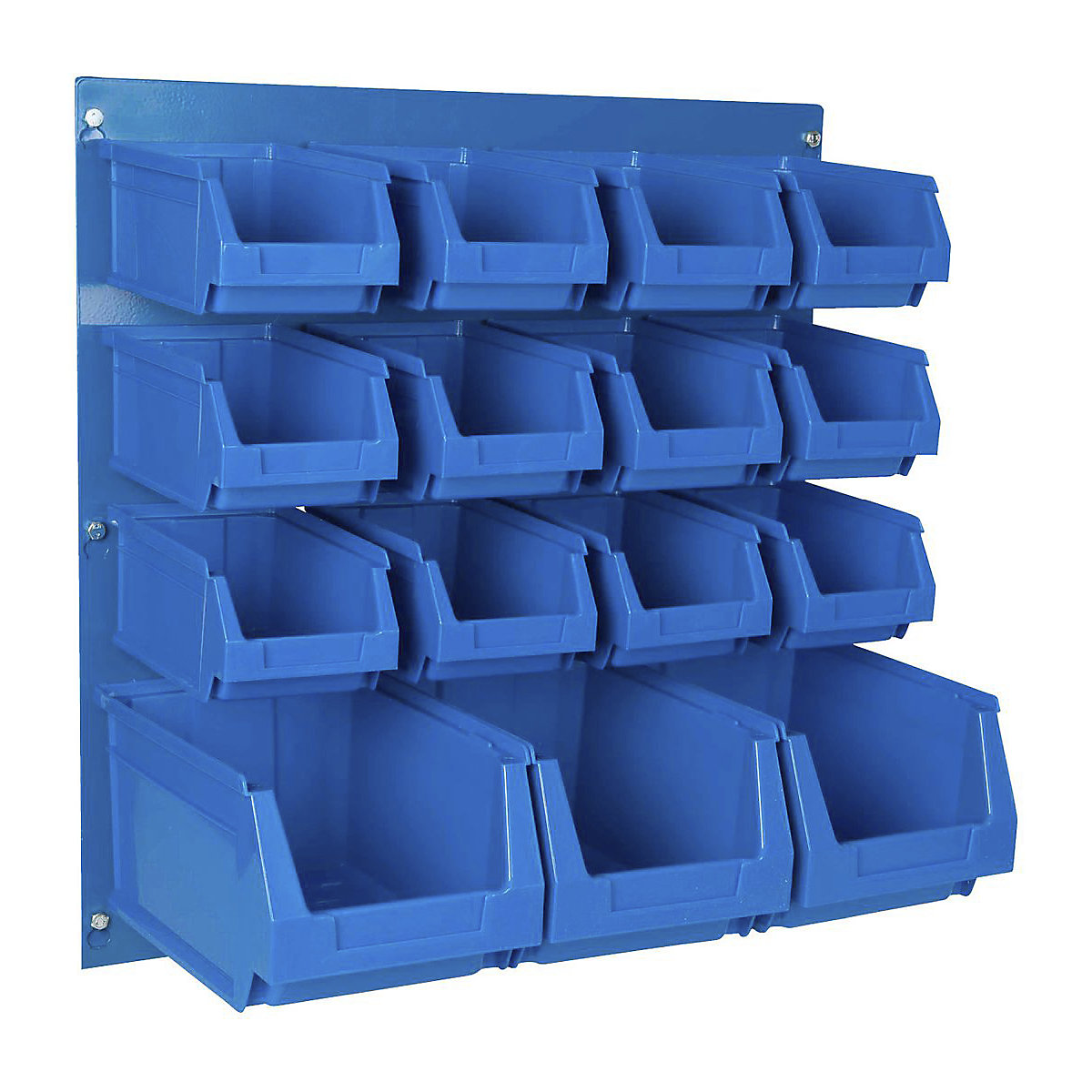 BiGDUG Louvre Panel with Plastic Parts Bin Kits, BiGDUG Louvre Panel with Plastic Parts Bin Kits, BiGDUG Louvre Panel Kit | 500h x 500w mm with 12 x B51 and 3 x B52 Blue Bins-0