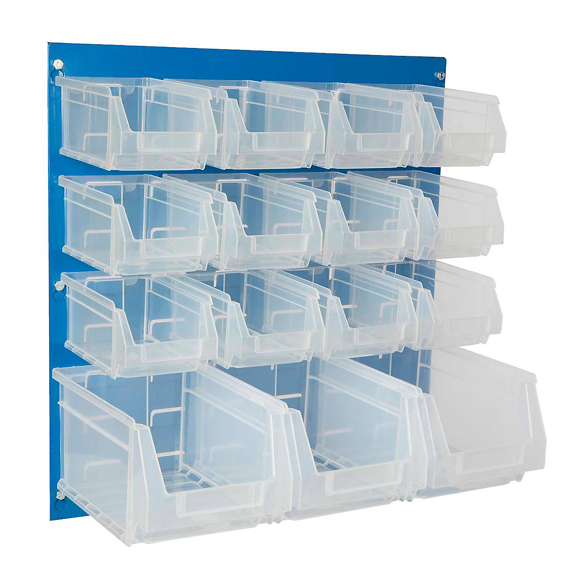 BiGDUG Louvre Panel with Plastic Parts Bin Kits, BiGDUG Louvre Panel with Plastic Parts Bin Kits, BiGDUG Louvre Panel Kit | 500h x 500w mm with 12 x B51 and 3 x B52 Clear Bins-0