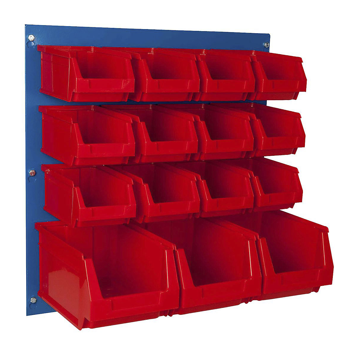 BiGDUG Louvre Panel with Plastic Parts Bin Kits, BiGDUG Louvre Panel with Plastic Parts Bin Kits, BiGDUG Louvre Panel Kit | 500h x 500w mm with 12 x B51 and 3 x B52 Red Bins-0