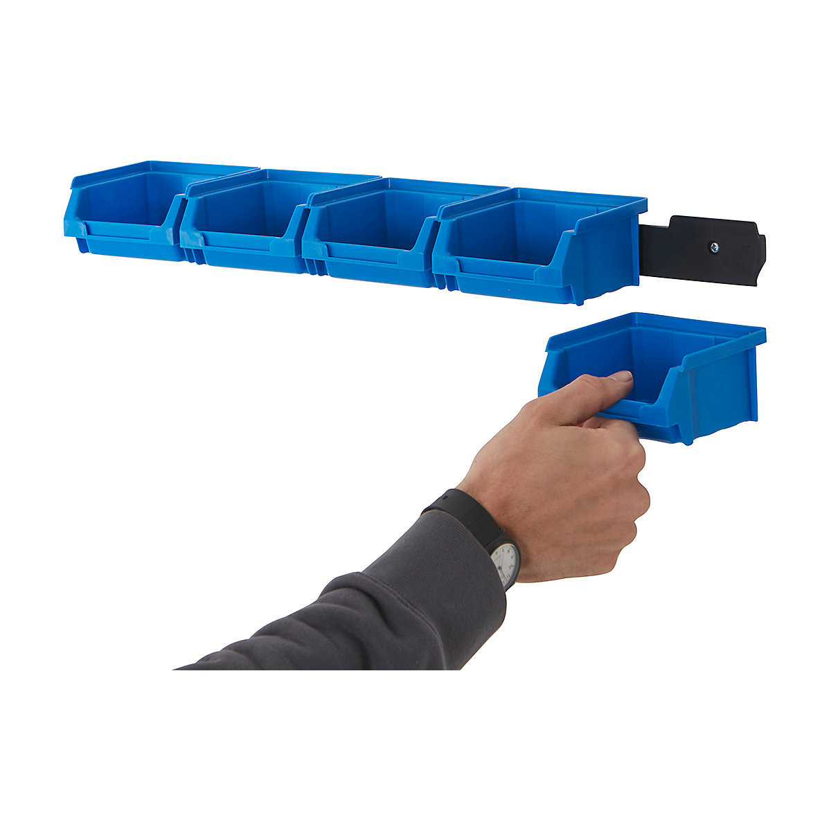 BiGDUG Wall Mounted Plastic Parts Bin Rail Kits