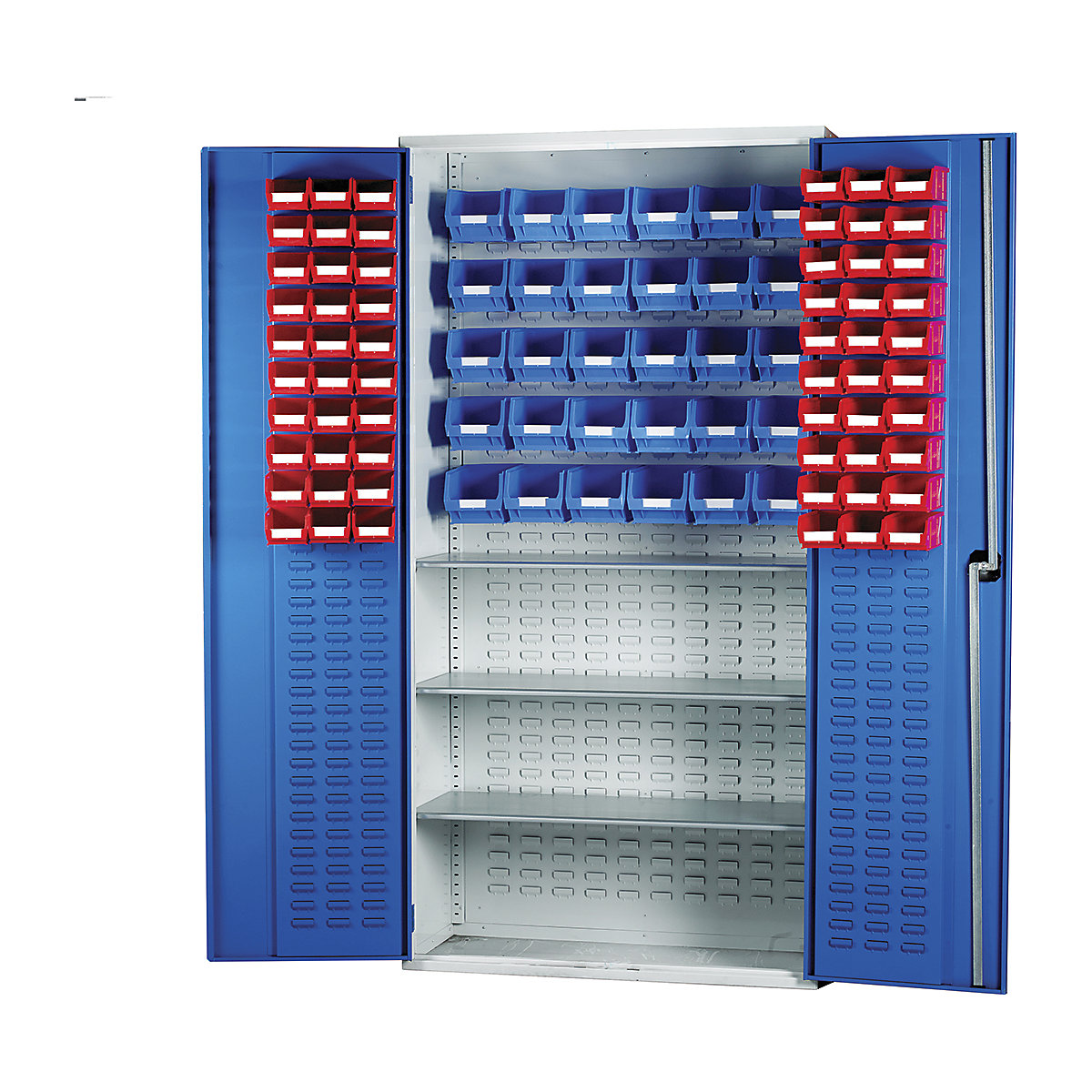 Topstore Louvred Panel Cabinet, Topstore Louvred Panel Cabinet, Topstore® Louvred Panel Cabinet | 2000h x 1015w x 430d mm | 420 Louvres | 60x TC2 Red and 30x TC3 Blue | 3 Shelves-3