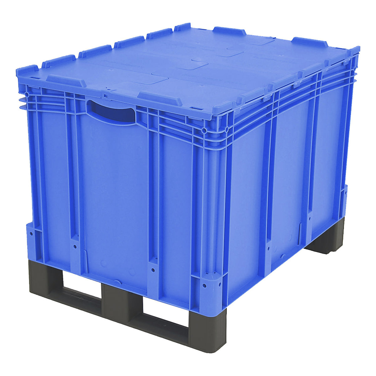 XL Euro Stacking Containers with Skids, XL Euro Stacking Containers with Skids, XL Euro Stacking Container with Skids | 638h x 600w x 800d mm | With Hinged Lid | 206 Litres | Blue-3