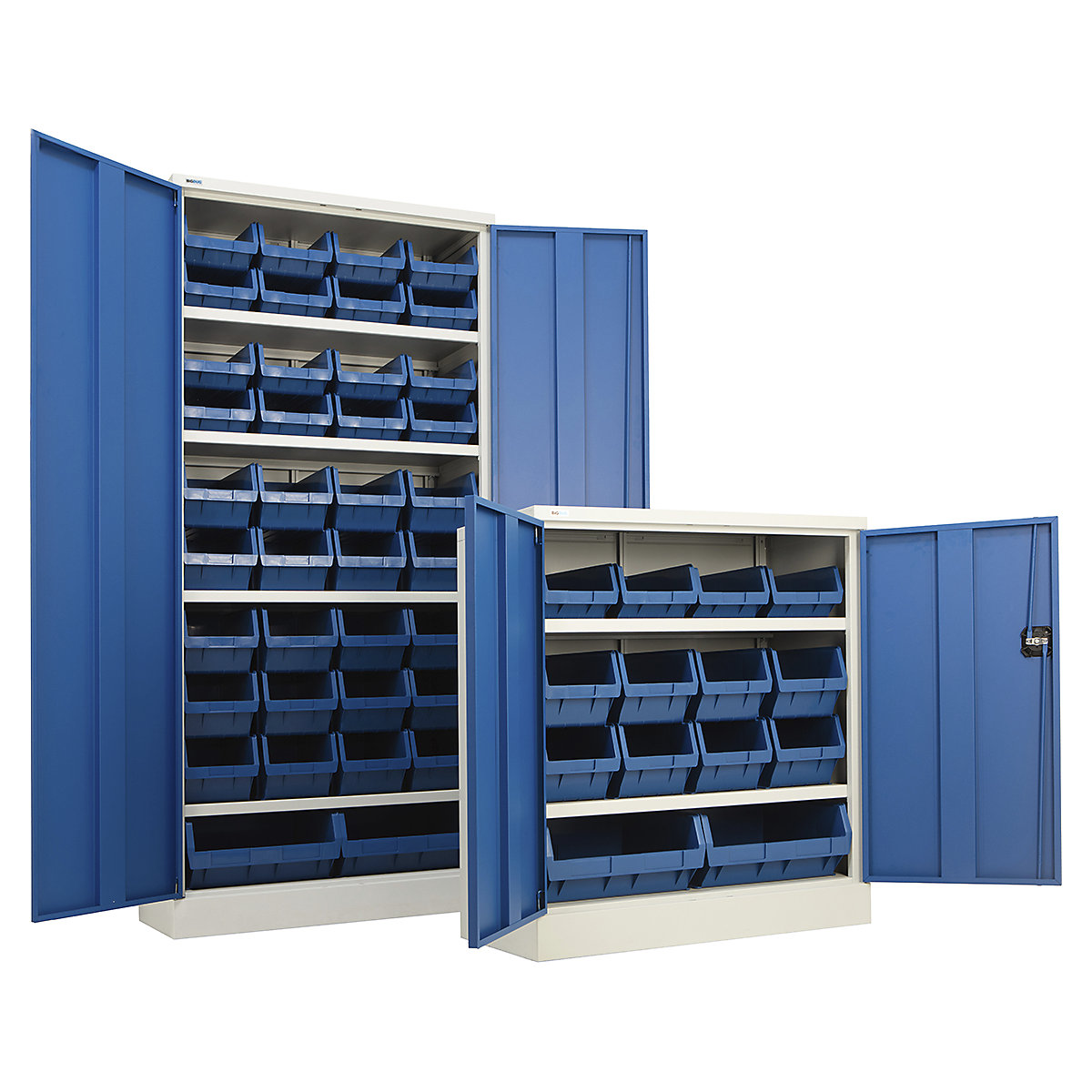 BiGDUG Essentials Steel Workplace Cupboards with Plastic Parts Bins