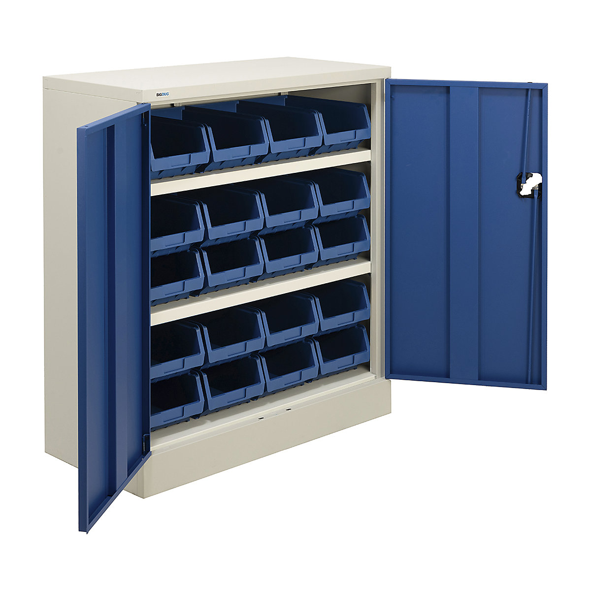 BiGDUG Essentials Steel Workplace Cupboards with Plastic Parts Bins