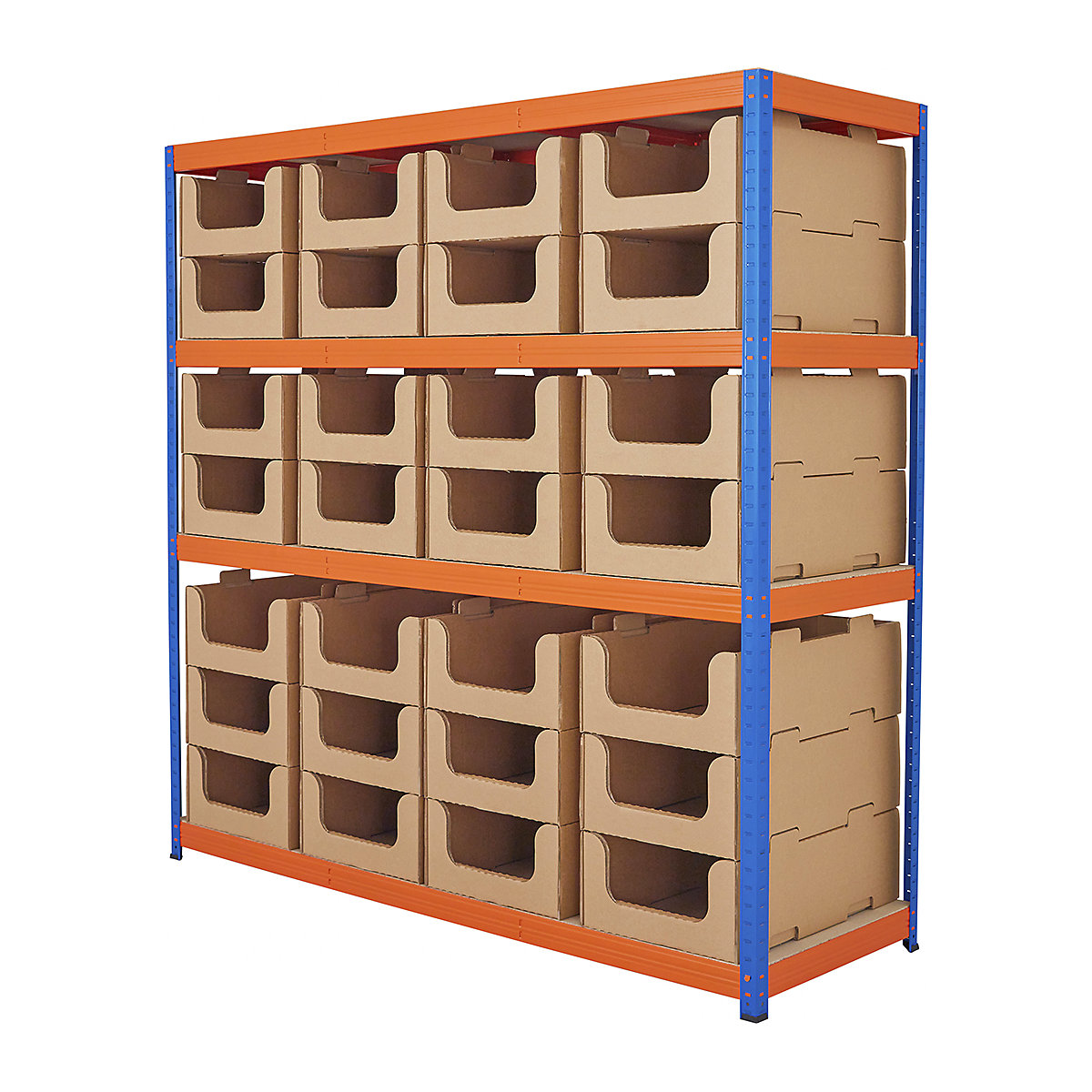 BiGDUG 300kg Industrial Stacking Pick Bin Shelving Kit, BiGDUG 300kg Industrial Stacking Pick Bin Shelving Kit, BiGDUG 300kg Industrial Stacking Pick Bin Shelving Kit | 1780h x 1800w x 600d mm | 300kg UDL | With 28x Bins-0