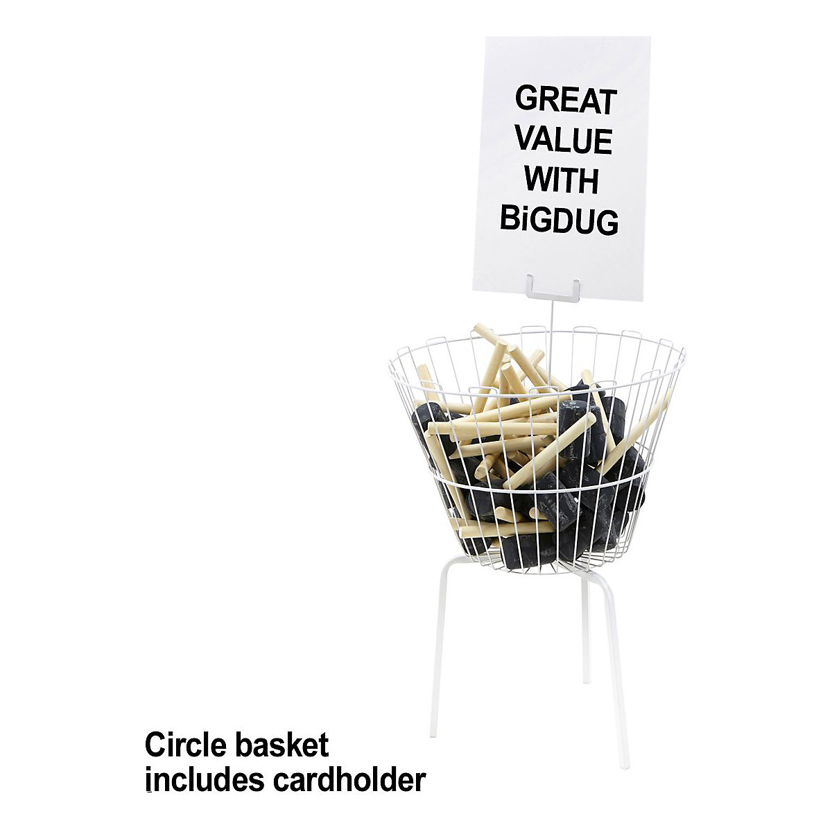 Wired Dump Bins, Wired Dump Bins, Wired Dump Bin Round 635h x 533 Dia. mm with Cardholder Included-0