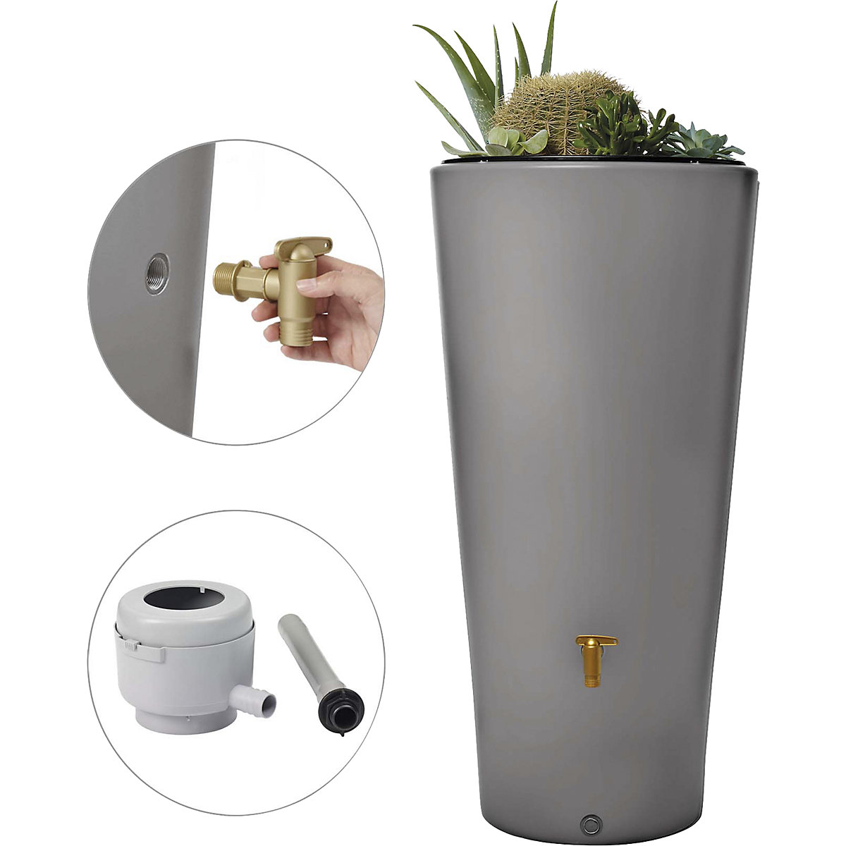 VASO rainwater tank, UV and weather resistant, capacity 220 l, zinc grey-0