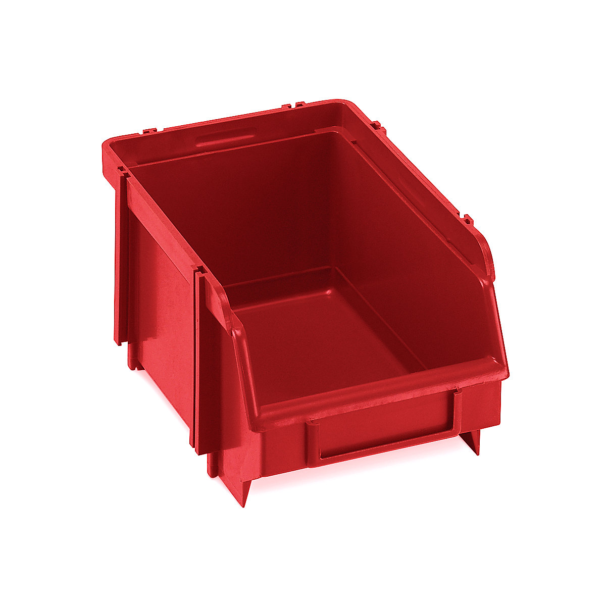 Open fronted storage bin, self-supporting