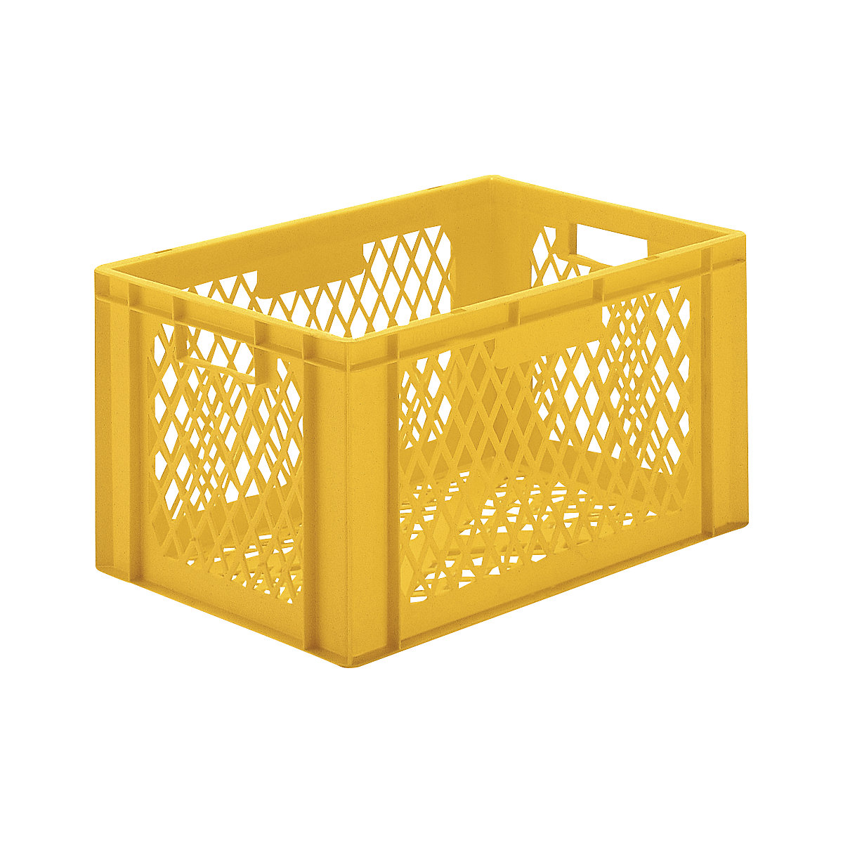 Euro stacking container, perforated walls and base, LxWxH 600 x 400 x 320 mm, yellow, pack of 5-0
