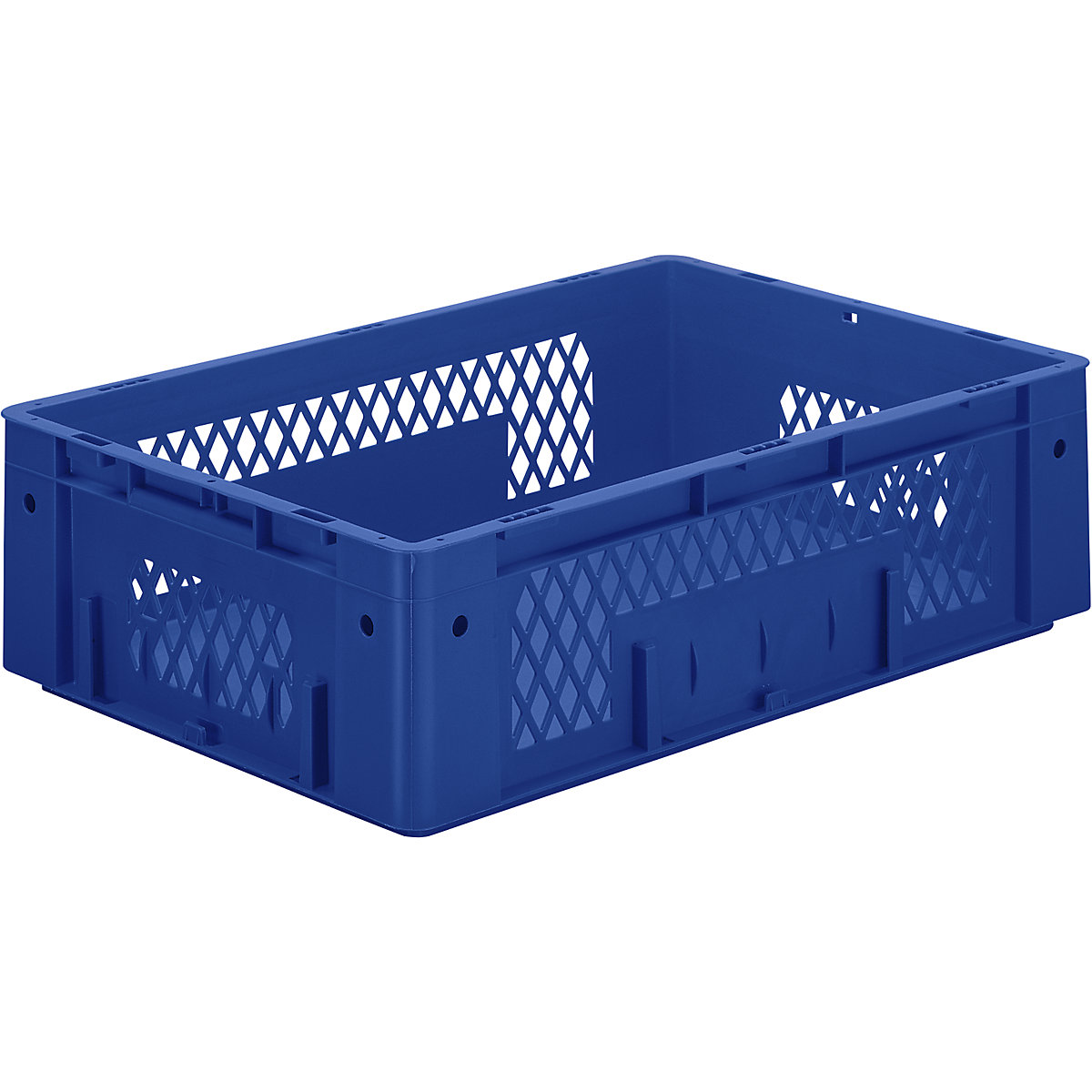 Heavy duty Euro container, polypropylene, capacity 31 l, LxWxH 600 x 400 x 175 mm, perforated walls, solid base, blue, pack of 2-0