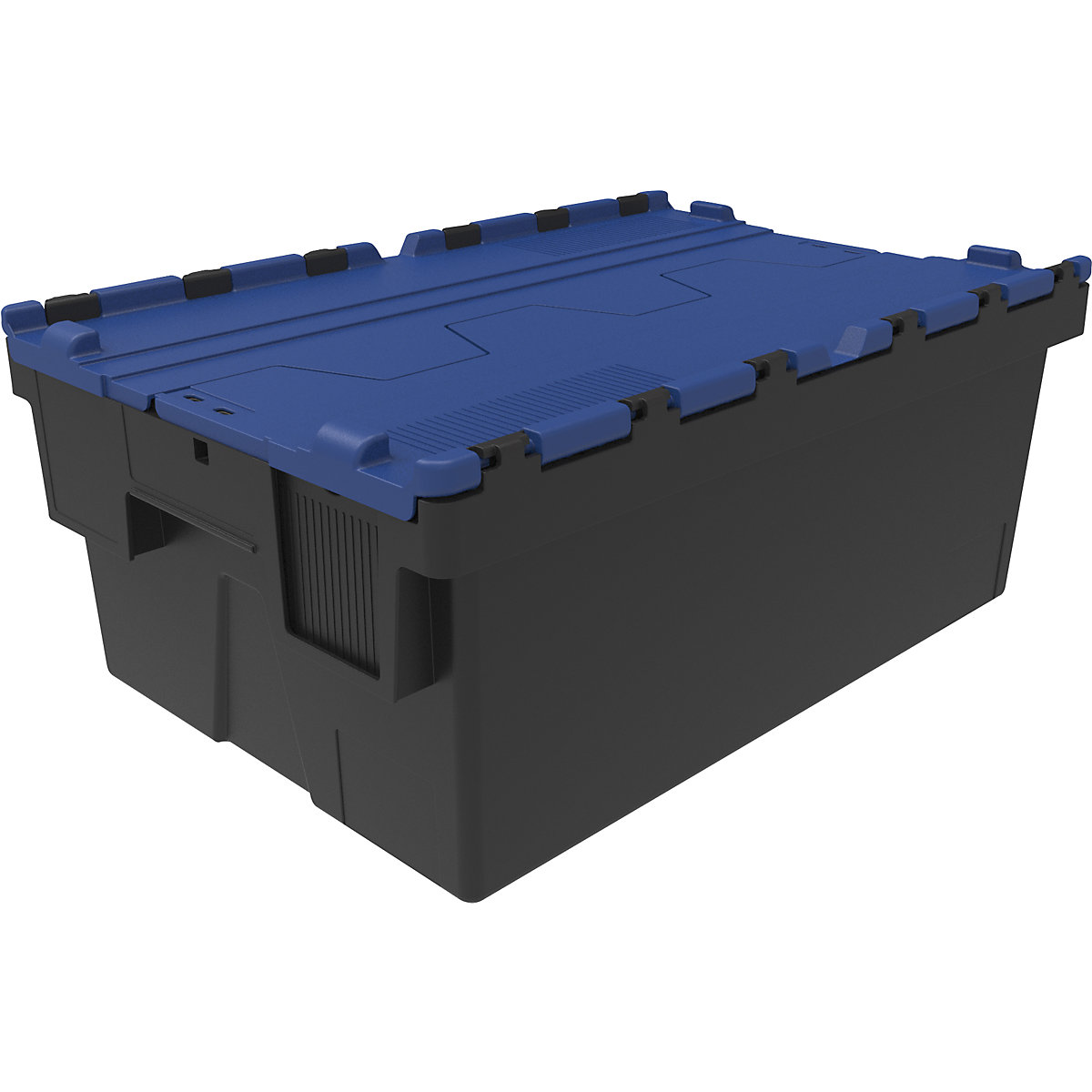 Reusable stacking container, LxWxH 600 x 400 x 250 mm, black/blue-3