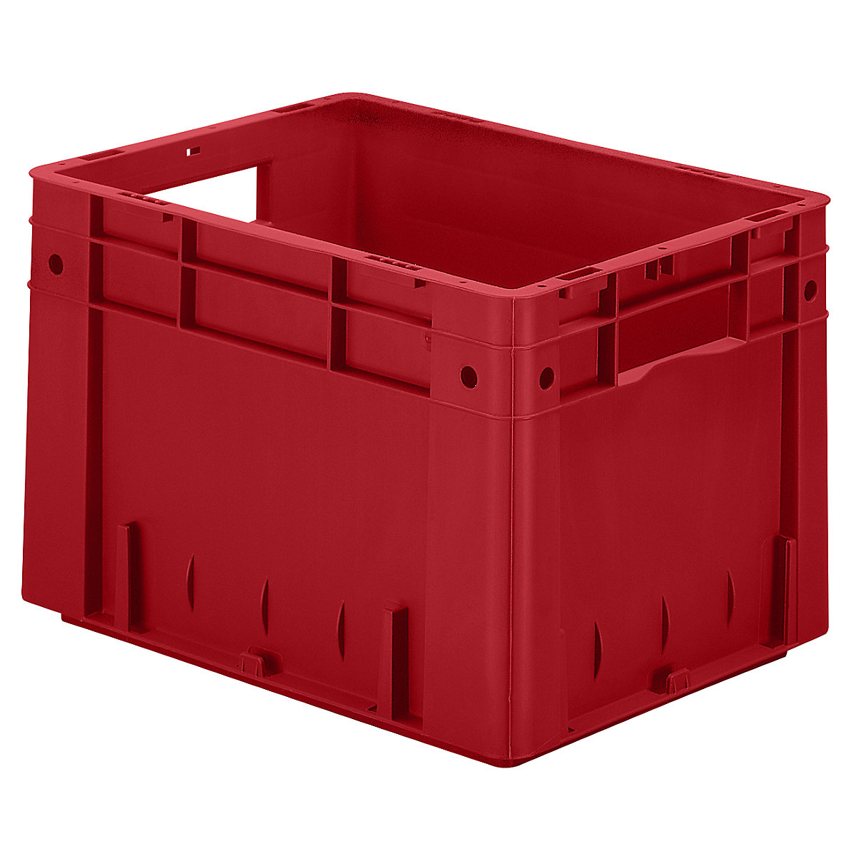 Heavy duty Euro container, polypropylene, capacity 23.3 l, LxWxH 400 x 300 x 270 mm, solid walls, solid base, red, pack of 4