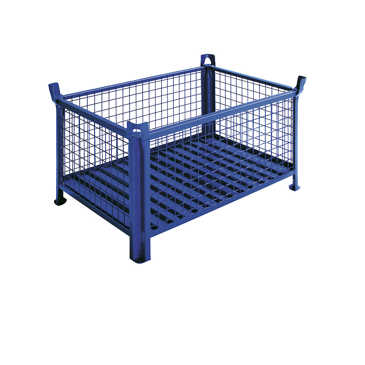 Box pallet with sheet steel base – Heson, LxW 1000 x 800 mm, painted blue, 5+ items-1