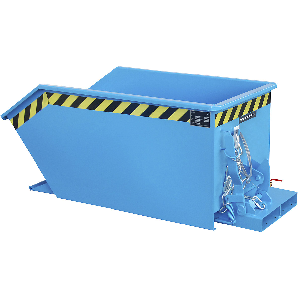 Tilting skip for shavings, low overall height (E) – eurokraft pro, capacity 0.3 m³, light blue-0