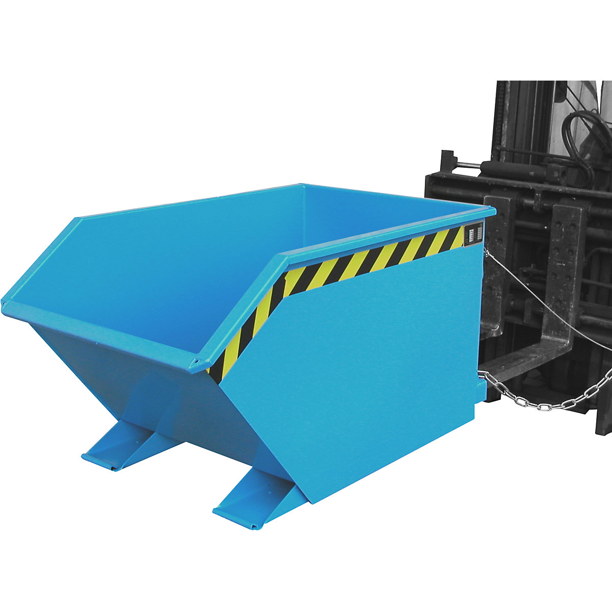 Tilting skip for shavings, low overall height (E) – eurokraft pro, capacity 0.5 m³, light blue-0