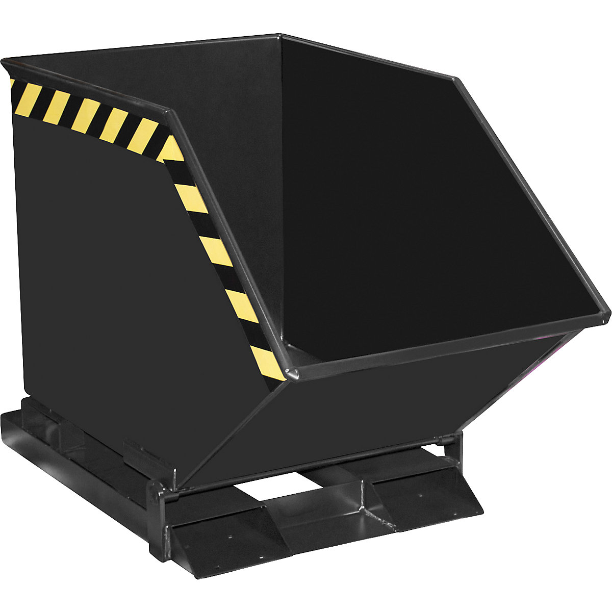 Tilting skip with tilting mechanism – eurokraft pro, box-shaped, capacity 0.25 m³, black grey RAL 7021-0