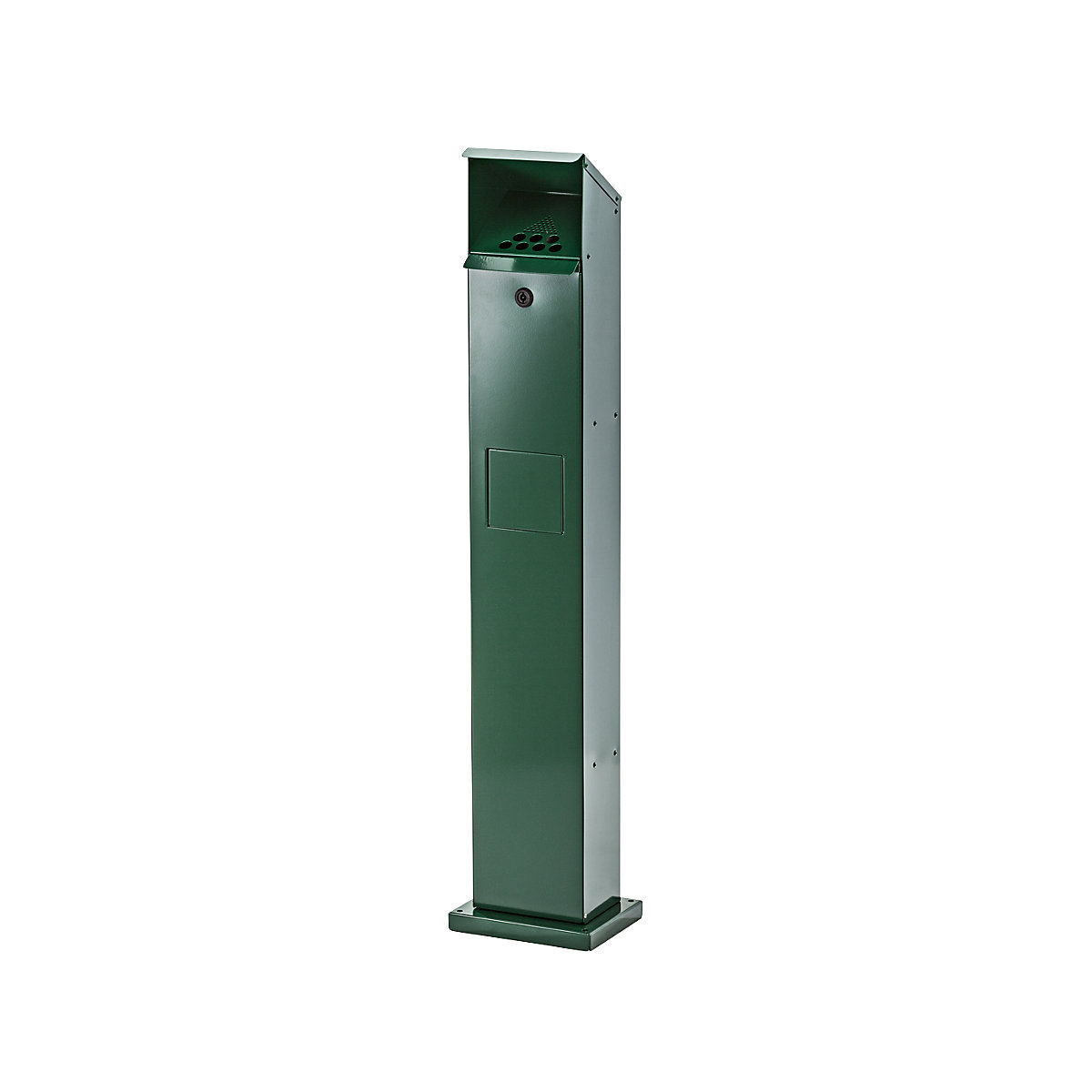 VAR – Combiné-colonne cendrier-poubelle, capacité 5 l, l x h x p 180 x 1150 x 150 mm, tôle d'acier galvanisée et peinte époxy vert mousse