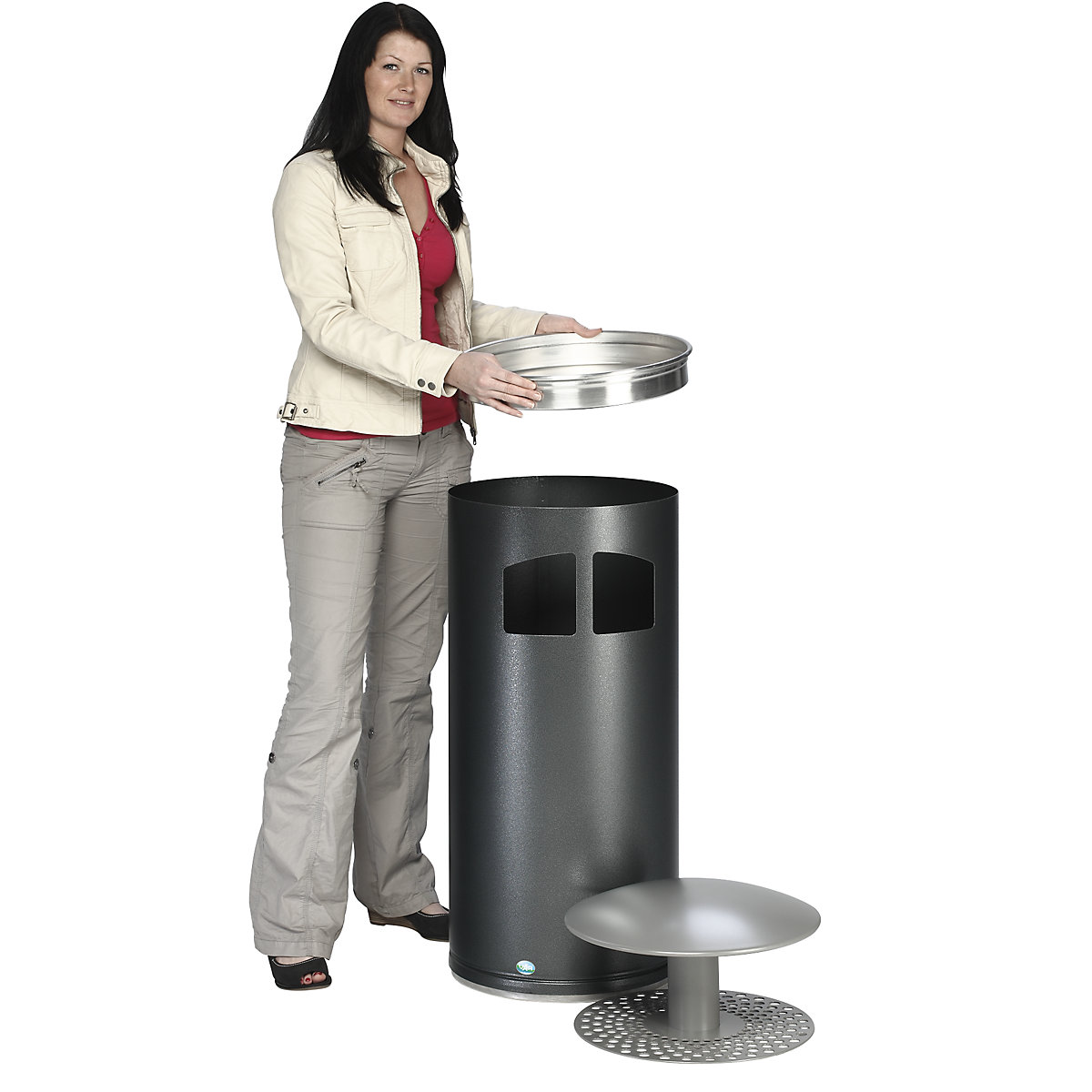 Combiné cendrier-poubelle avec seau intérieur – VAR (Illustration du produit 2)-1