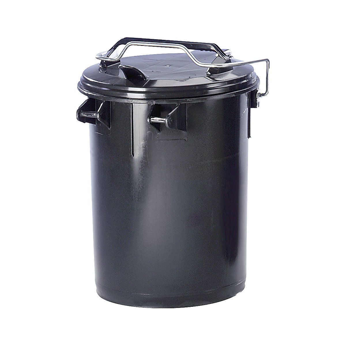 Poubelle en plastique, avec anse et couvercle, anthracite, capacité 35 l-0