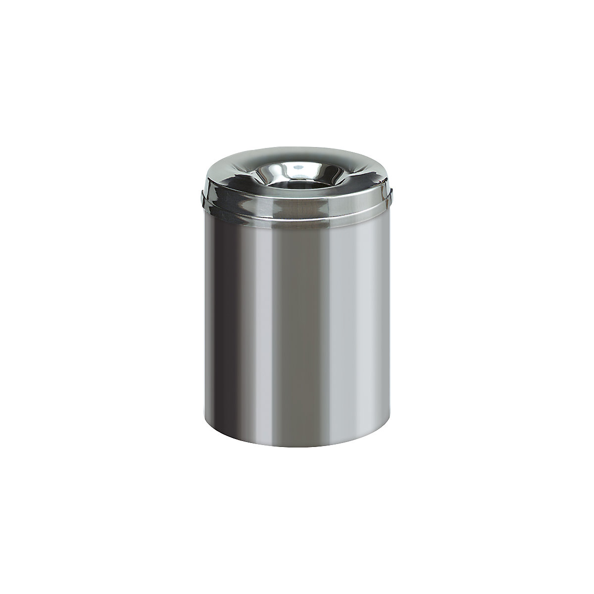 Corbeille à papier auto-extinguible, inox, capacité 15 l, h x Ø 360 x 255 mm, brillant