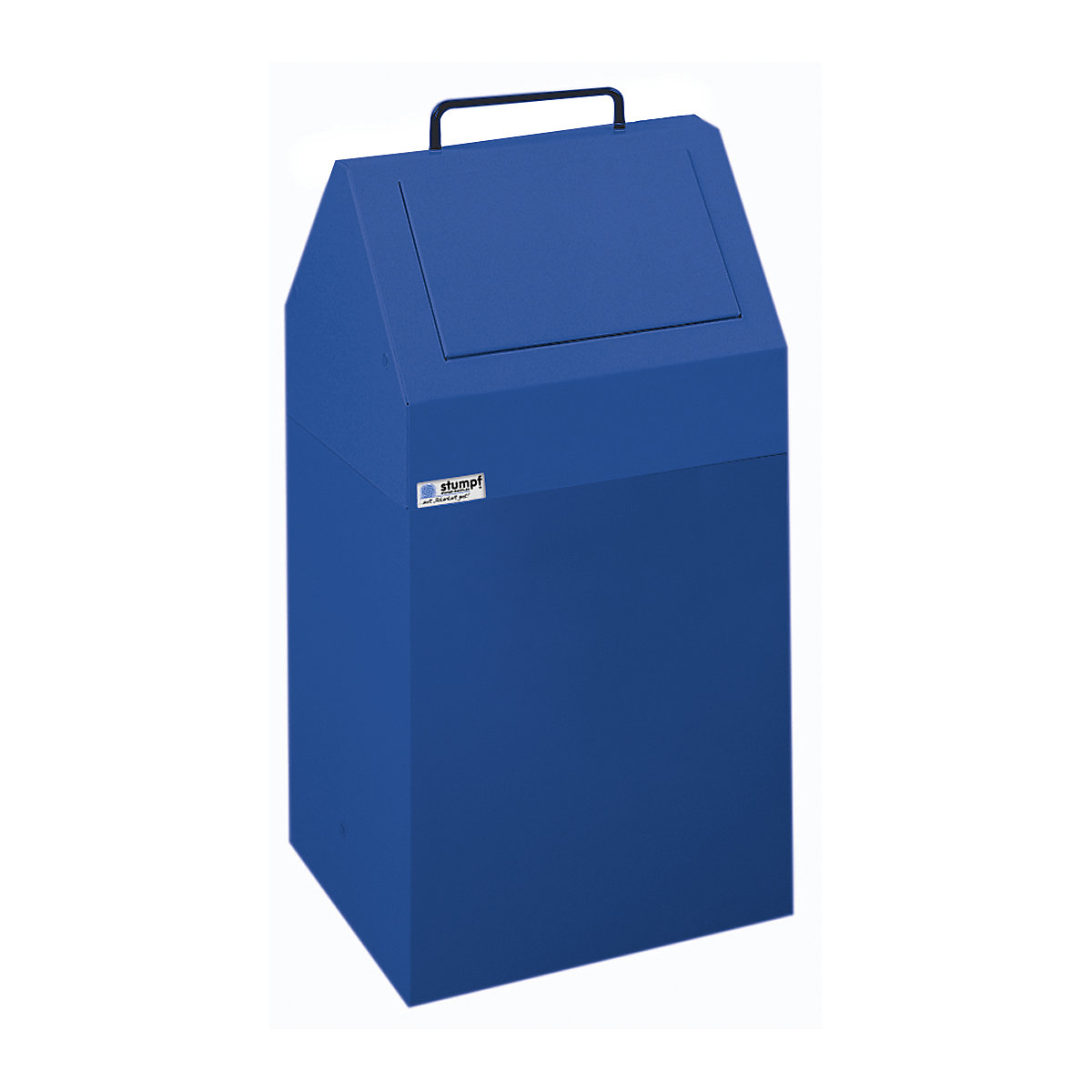 Zberač druhotných surovín s vhadzovacím príklopom, objem 45 l, š x v x h 320 x 650 x 310 mm, stacionárna, modrá RAL 5010-0