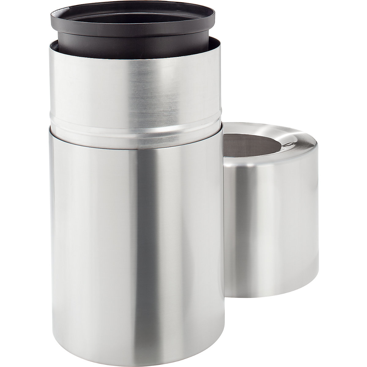 Dizajnový zberač odpadkov, hliník, objem 70 l, v x Ø 775 x 380 mm, s vnútornou nádobou-0